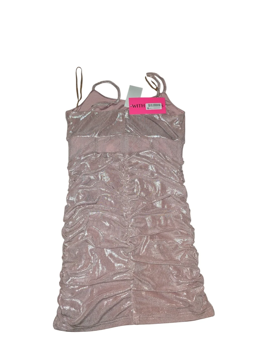 Girls' Shimmer Ruched Slip Dress in Dusty Pink